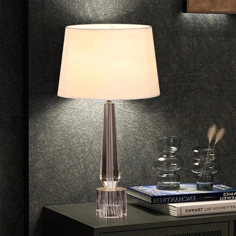 Afralia™ Crystal Table Lamp with Remote Control, LED Light for Living Room, Bedroom & Bedside