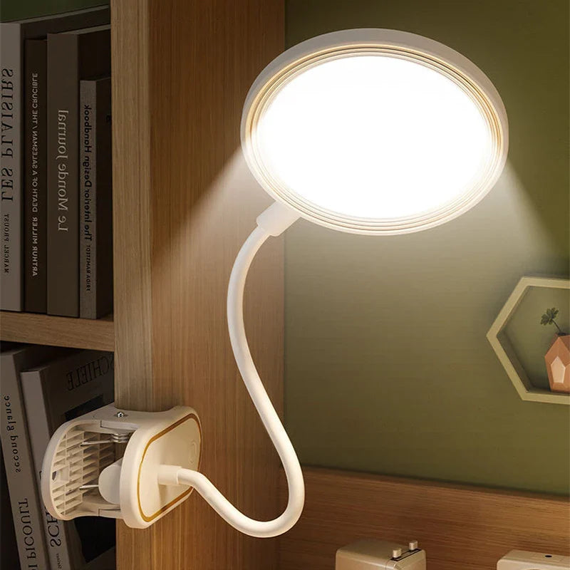 Afralia™ LED Clip Desk Lamp | USB Rechargeable, 3 Modes Dimming, Bed Reading Light