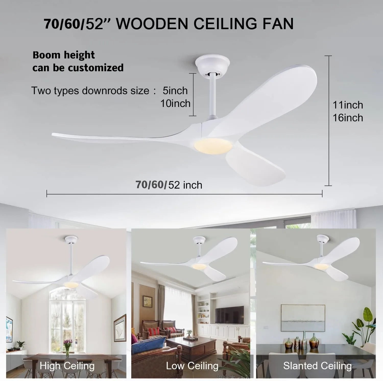 Afralia™ Wooden Ceiling Fan with LED Light and Control - Ideal for Bedroom, Living Room, Office