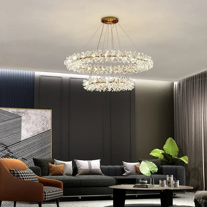 Afralia™ Crystal Chandelier: Luxury Gold LED Lighting for Home Dining Room Decor