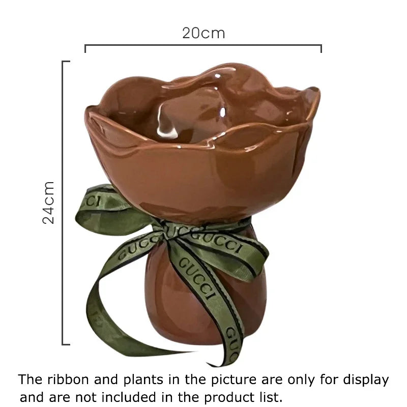 Afralia™ Rose Ceramic Vase Desk Decoration for Aesthetic Room Decor