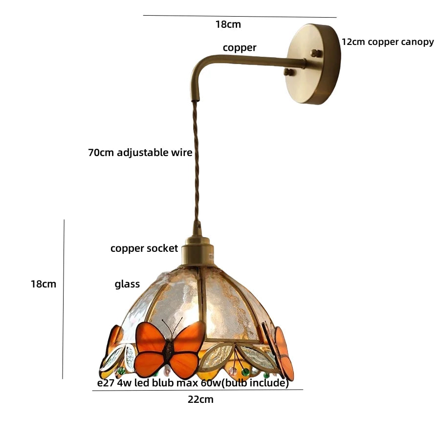 Afralia™ Butterfly Glass LED Wall Lights - Modern Nordic Style Bedside Lamp