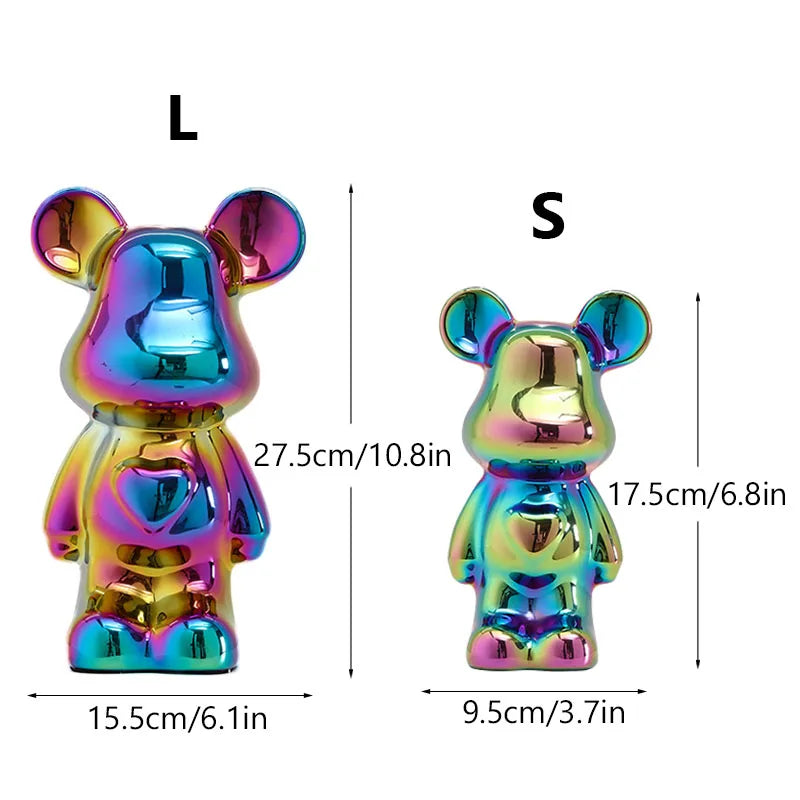 Afralia™ Luxury Violence Bear Figurines - Colorful Electroplated Teddy Bear Ornaments