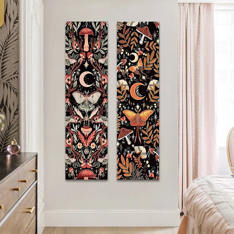 Moth & Moon Botanical Tapestry - Afralia™ Hippie Room Decor