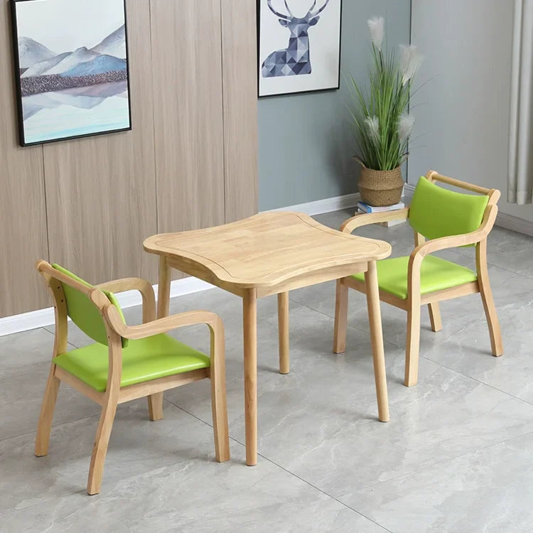 Afralia™ Solid Wood Dining Table Chairs Set - Apartment Furniture Leisure Dining Chairs