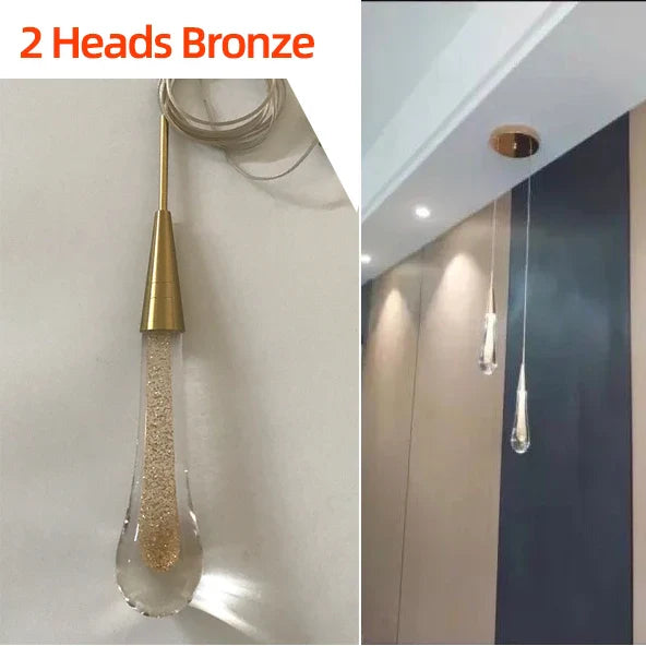 Afralia™ Crystal Glass LED Pendant Lights - Tear Drop Design for Restaurant, Bar, Staircase