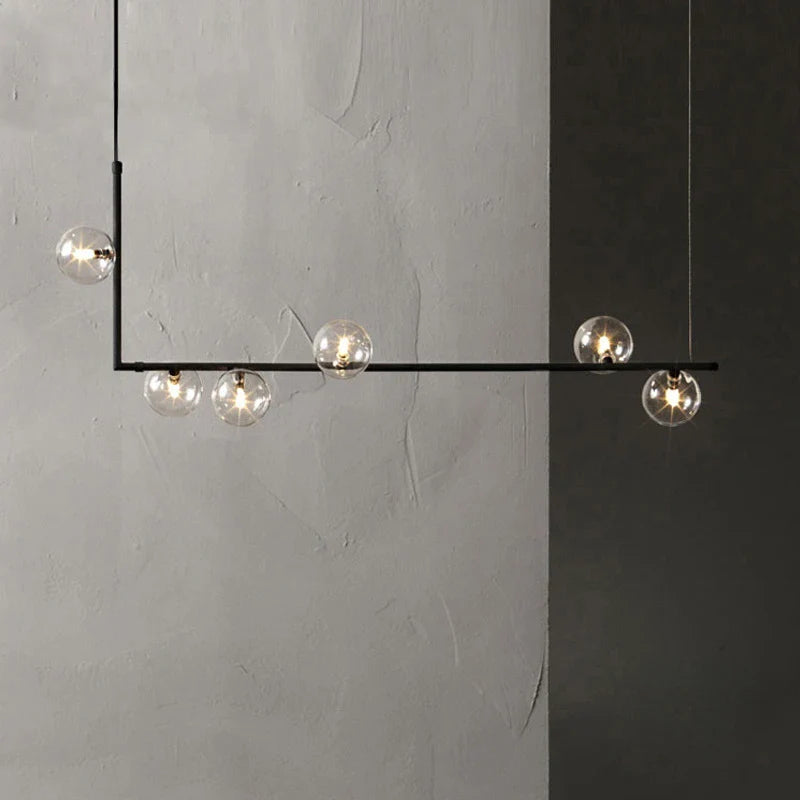 Afralia™ Glass Black Chandelier Pendant Lamp Nordic Modern Living Room Light