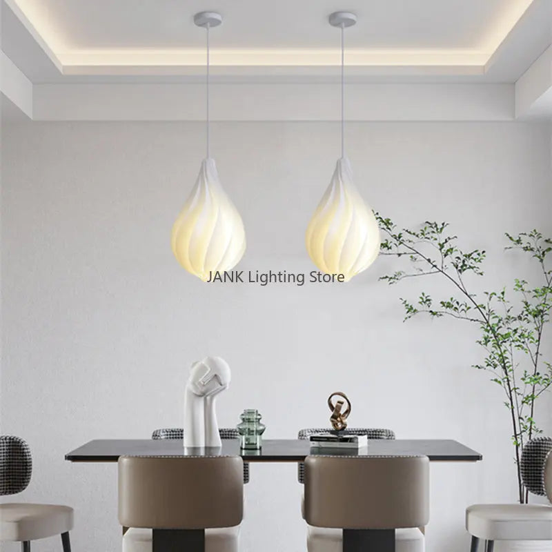 Afralia™ White Wave Chandelier LED Decorative Lighting for Home and Office