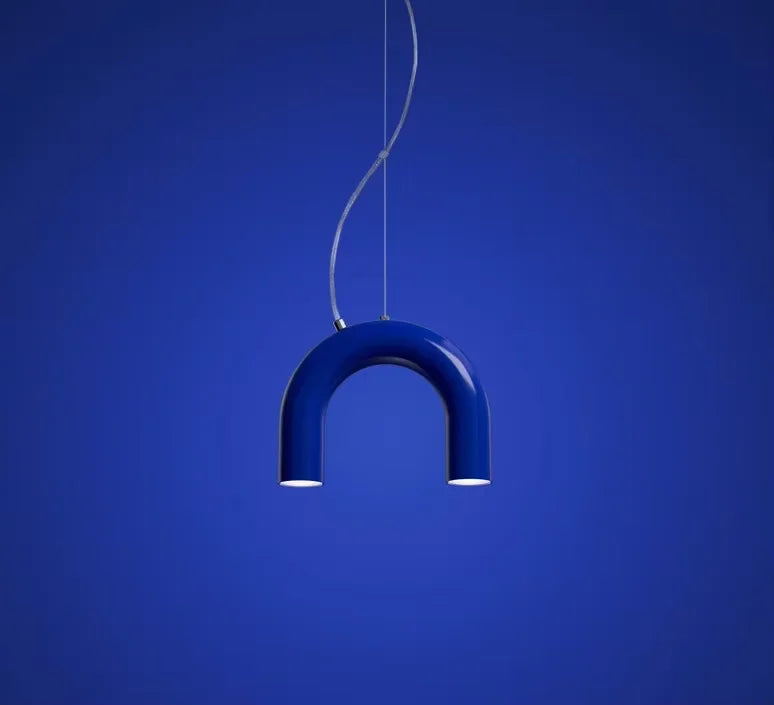 Afralia™ Blue Metal Arch Chandelier Pendant Light - Modern Design for Home Décor