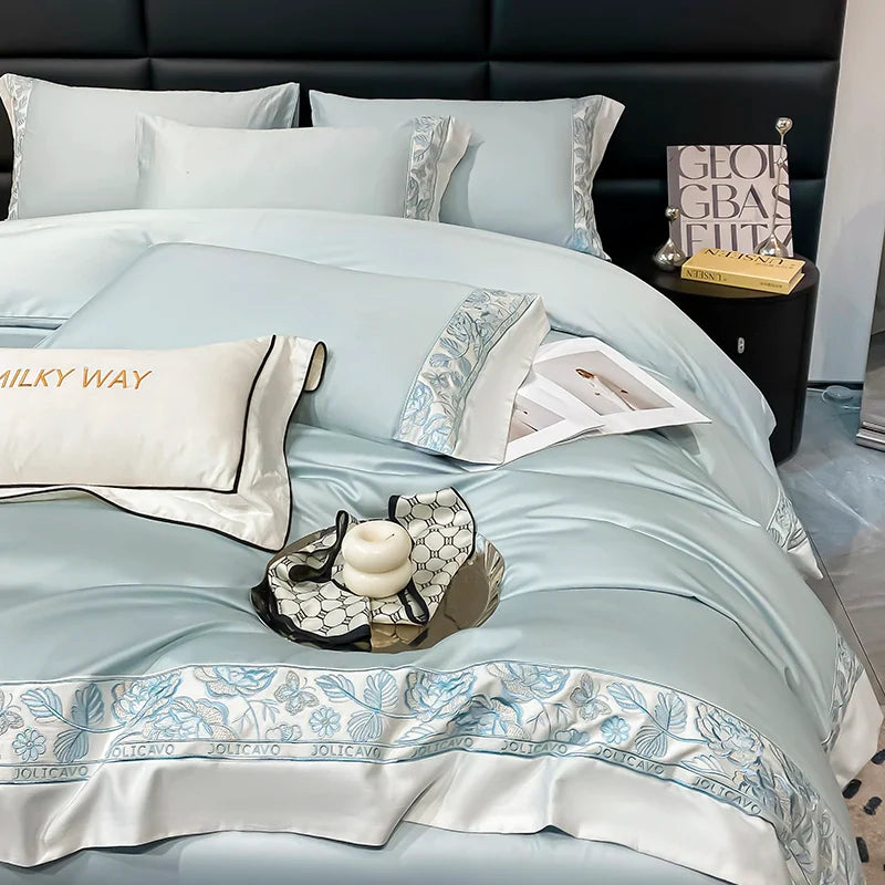 Afralia™ Luxury Rose Butterfly Embroidery Bedding Set 4Pcs