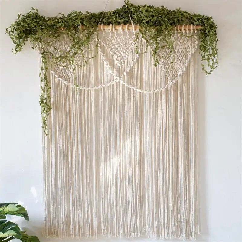 Afralia™ Bohemia Macrame Cotton Curtain Tapetsry Wall Hanging for Bedside, Door, Window