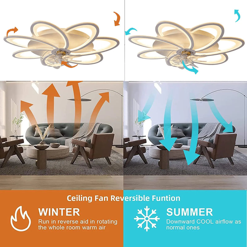 Afralia™ Smart Ceiling Fan Light with DC Motor, Luxury Design for Dining Room