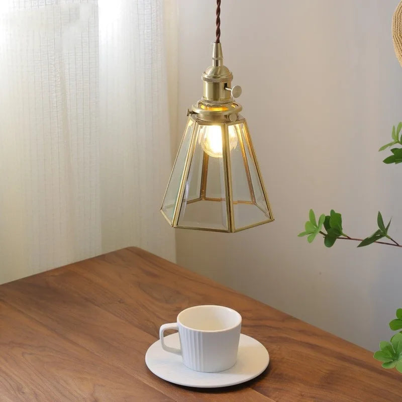 Afralia™ Glass Copper Pendant Light Modern LED Hanging Light for Home Decor