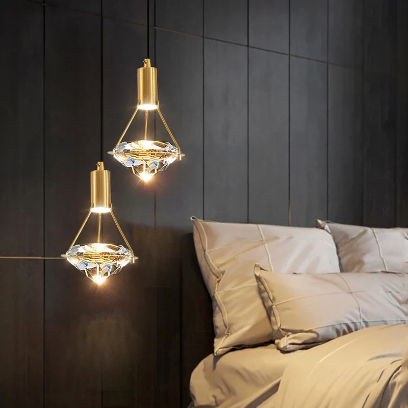Afralia™ Diamond Crystal Pendant Lights for Luxe Decor in Restaurant, Bedroom, or Salon