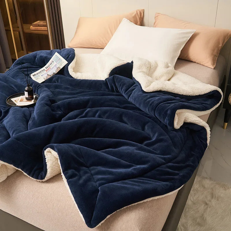 Afralia™ Double Layer Queen Blanket Super Soft Plush Warm Comfort for Autumn/Winter