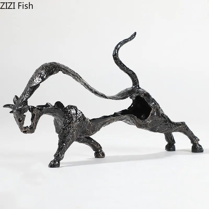 Afralia™ Bull Statue: Abstract Cast Iron Cattle Sculpture for Modern Home Decor