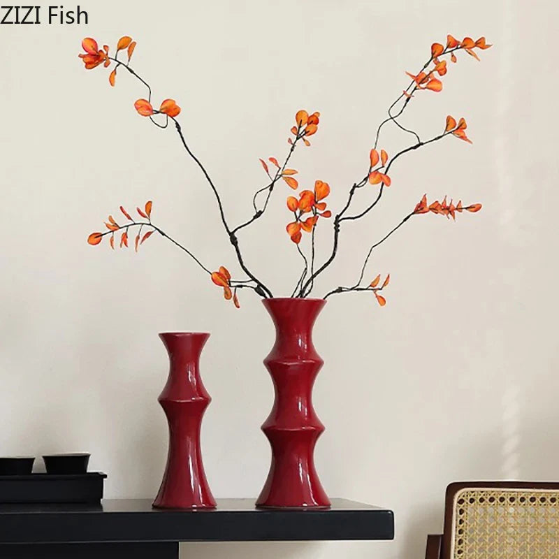 Afralia™ Bamboo Shape Ceramic Vase: Table Decoration & Floral Arrangement in Room