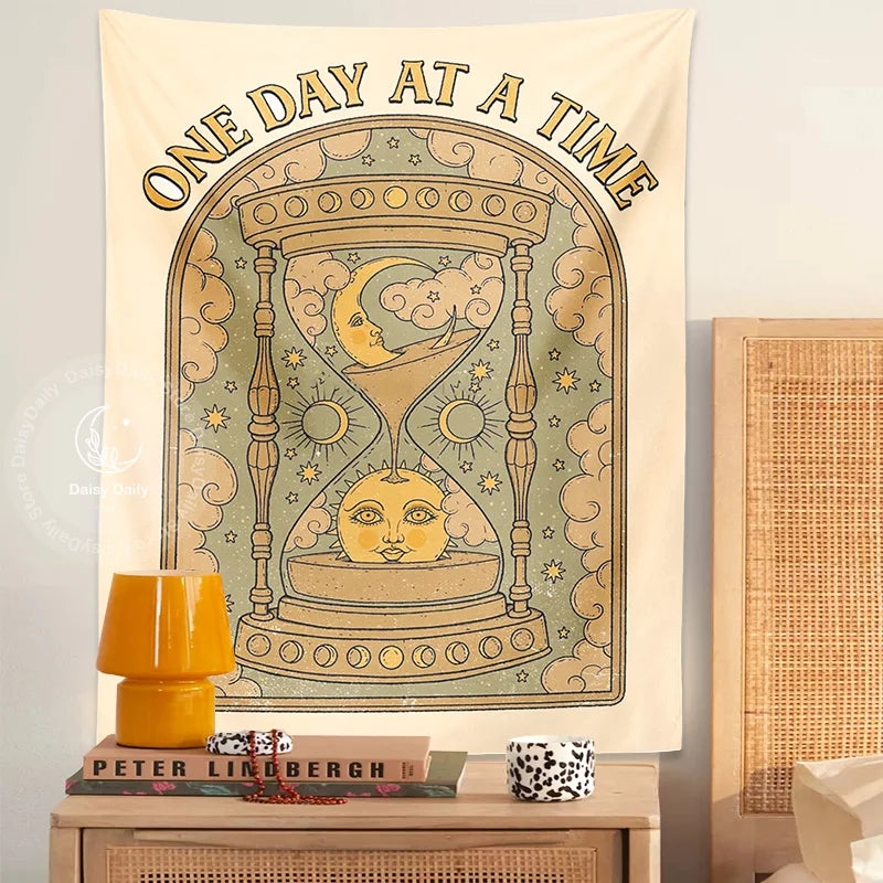 Afralia™ Sun Moon Hourglass Tapestry Wall Hanging for Mystical Boho Decor