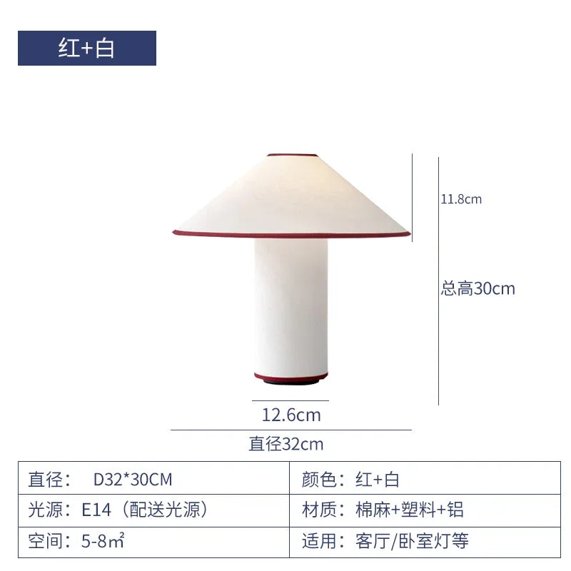 Afralia™ Retro Mushroom Desk Lamp LED E14 Fabric Art Decor Table Light