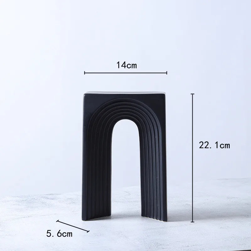 Afralia™ Geometric Ceramic Semicircular Arch Decor Figurines Home Decor Accessories