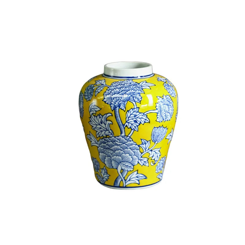 Afralia™ Chinese Blue White Porcelain General's Jar Flower Vase Home Decoration