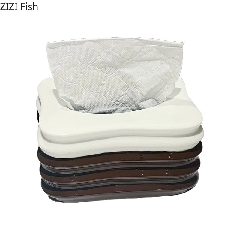 Afralia™ Multi Layer Ceramic Tissue Box - Stylish Desk and Home Decor