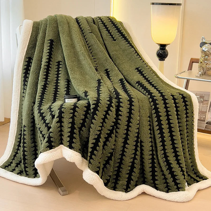 Afralia™ Jacquard Blanket: Winter Thickened Lamb Wool Nap Shawl for Living Room