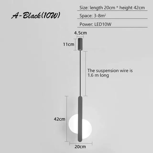 Afralia™ Nordic Luxury Black Bedroom Pendant Lamp Bedside Decoration Light