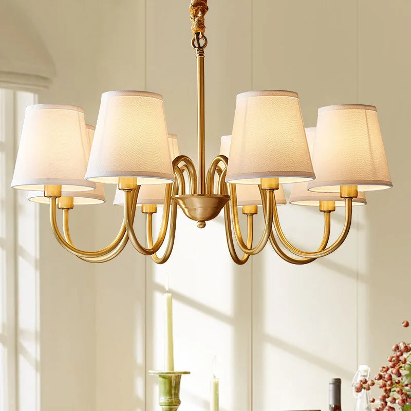 Afralia™ Luxury Fabric Copper Chandelier for Living Dining Room Kitchen