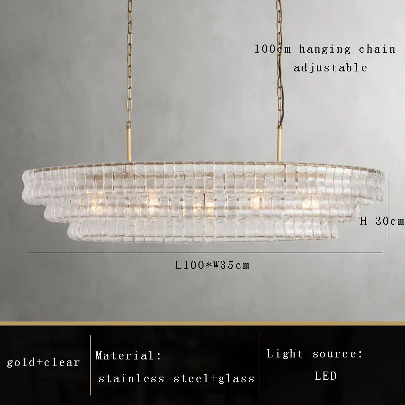 Afralia™ Brown Glass Pendant Lights for Dining Table Chandelier, Oval Clear Round Suspension Lamp