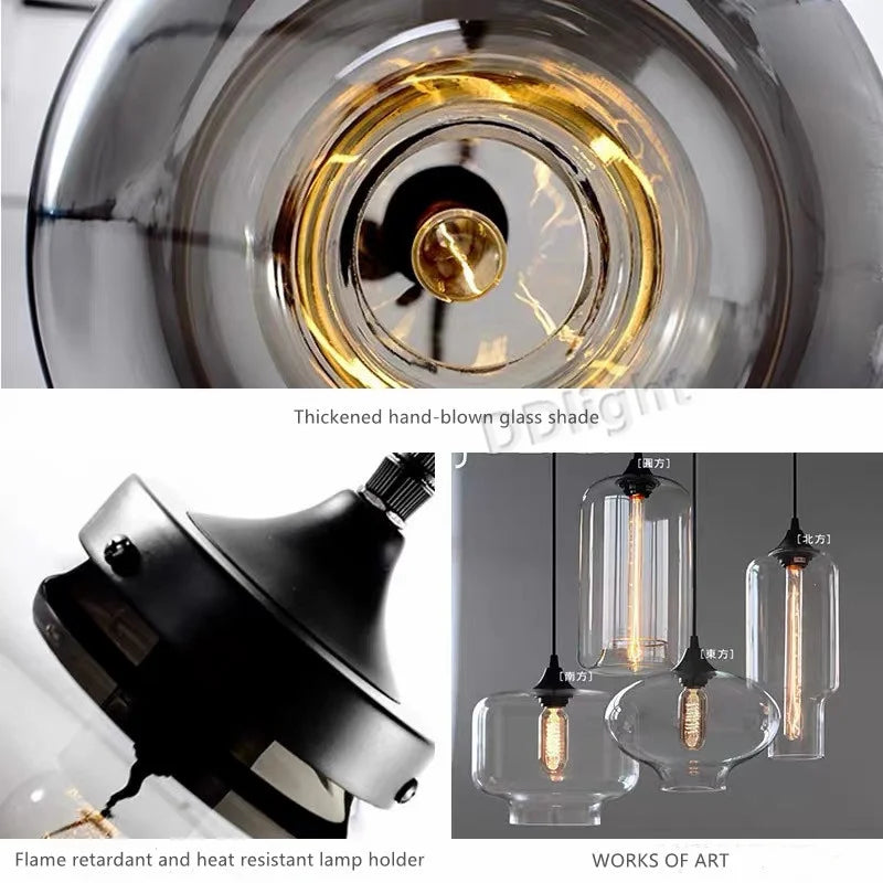 Afralia™ Glass Pendant Chandelier E27 Ceiling Light for Living Dining Kitchen Bedroom