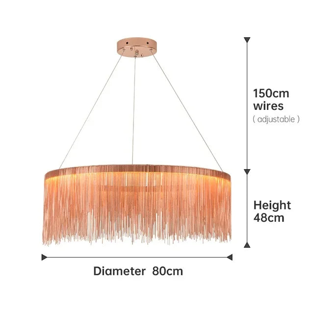 Afralia™ LED Aluminum Tassel Chandelier: Modern Waterfall Pendant Light for Living Room, Hotel, Hall