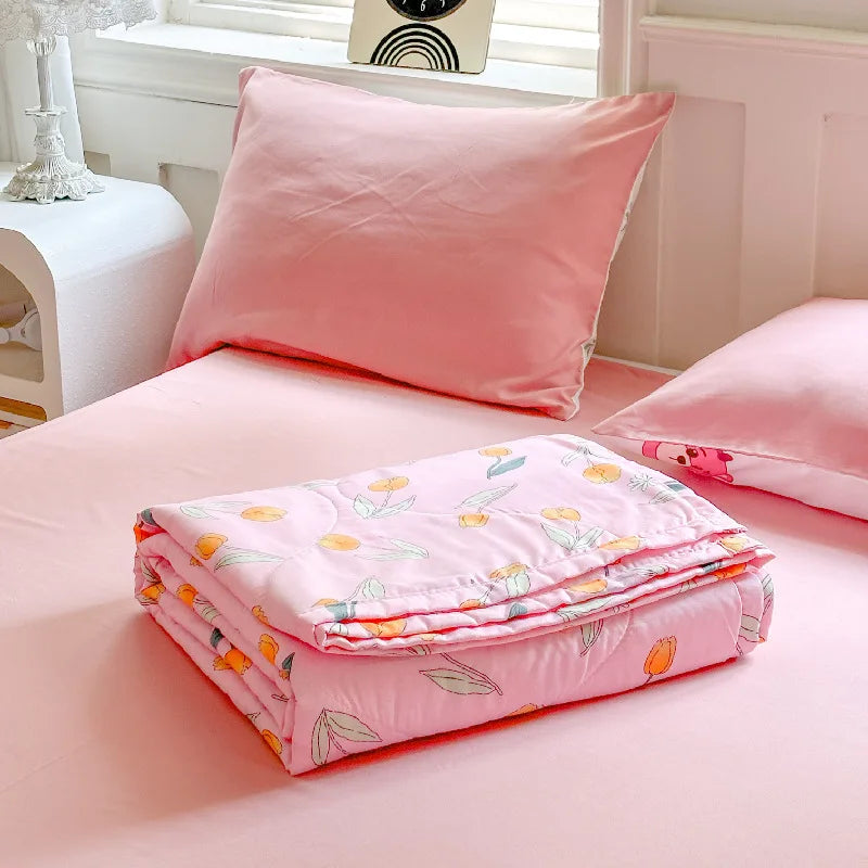 Afralia™ Floral Print Summer Quilt - Soft, Lightweight, Breathable Blanket