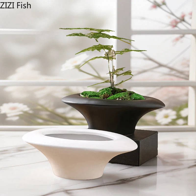 Afralia™ Ceramic Elliptical Vase Pots: Minimalist Room Decor & Floral Arrangement Aesthetic