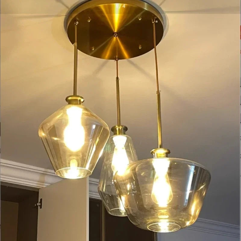 Afralia™ Glass Chandelier: Amber Pendant Lights for Dining, Living Room, Bedroom, Hotel, Cafe