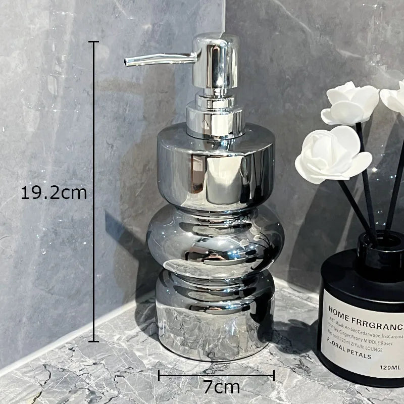 Afralia™ Silver Ceramic Soap Dispenser Pump Bathroom Lotion Bottle Hotel Home Accessory