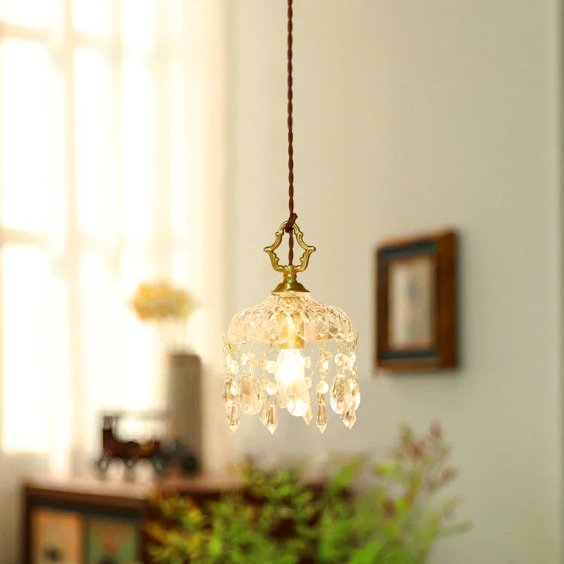 Afralia™ Modern Crystal Glass LED Pendant Light for Cafe, Loft, Bedroom, Living, Dining Room