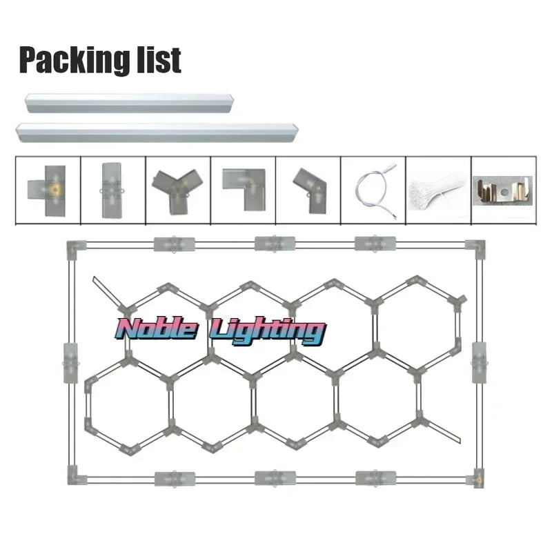 Afralia™ Hexagon LED Garage Light: Customized Car Detailing Ceiling Light for Showroom & Workshop