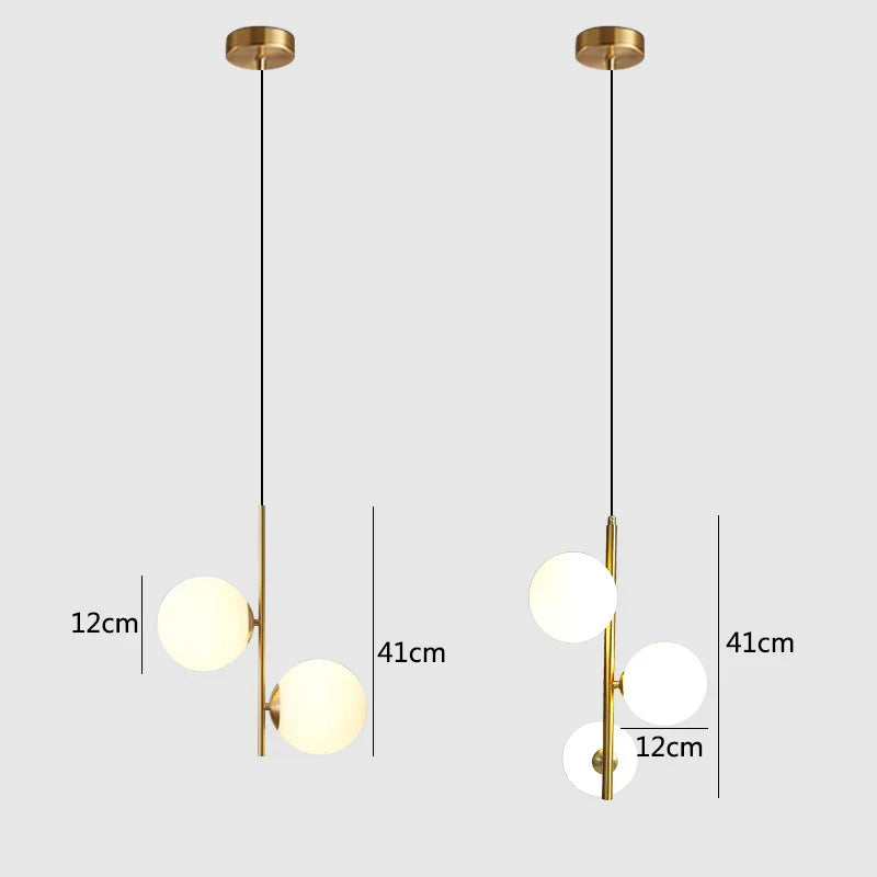 Afralia™ Glass Ball LED Pendant Light Brass Black Modern Decor Fixture