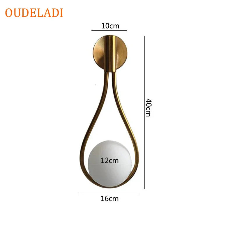 Afralia™ Brass Glass Ball Wall Light Minimalist Living Room Decor Lighting Fixtures