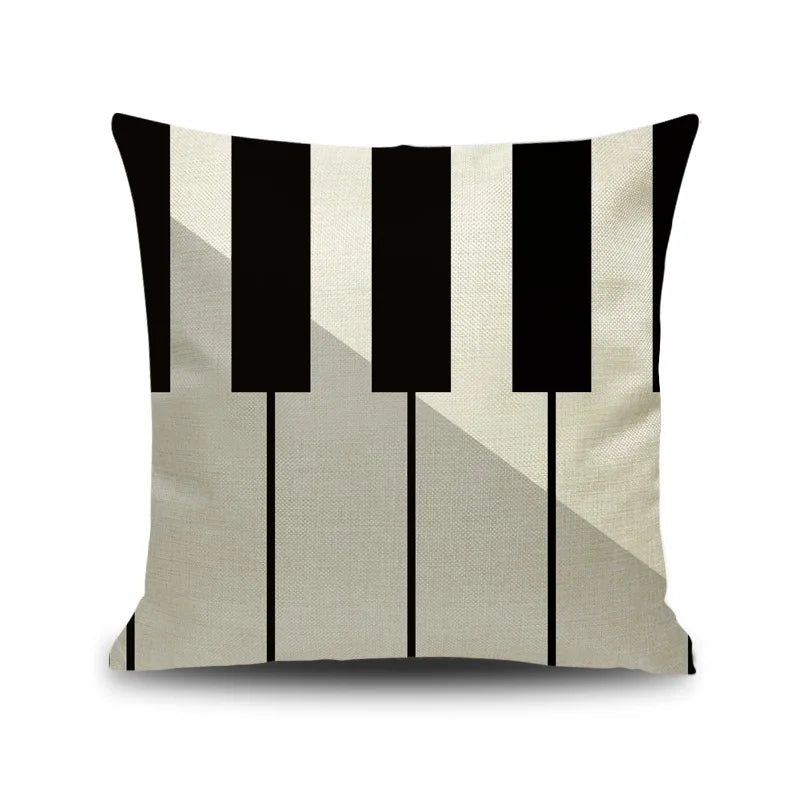Afralia™ Letter Notes Piano Graphic Print Linen Pillowcase 45x45cm Living Room Decor
