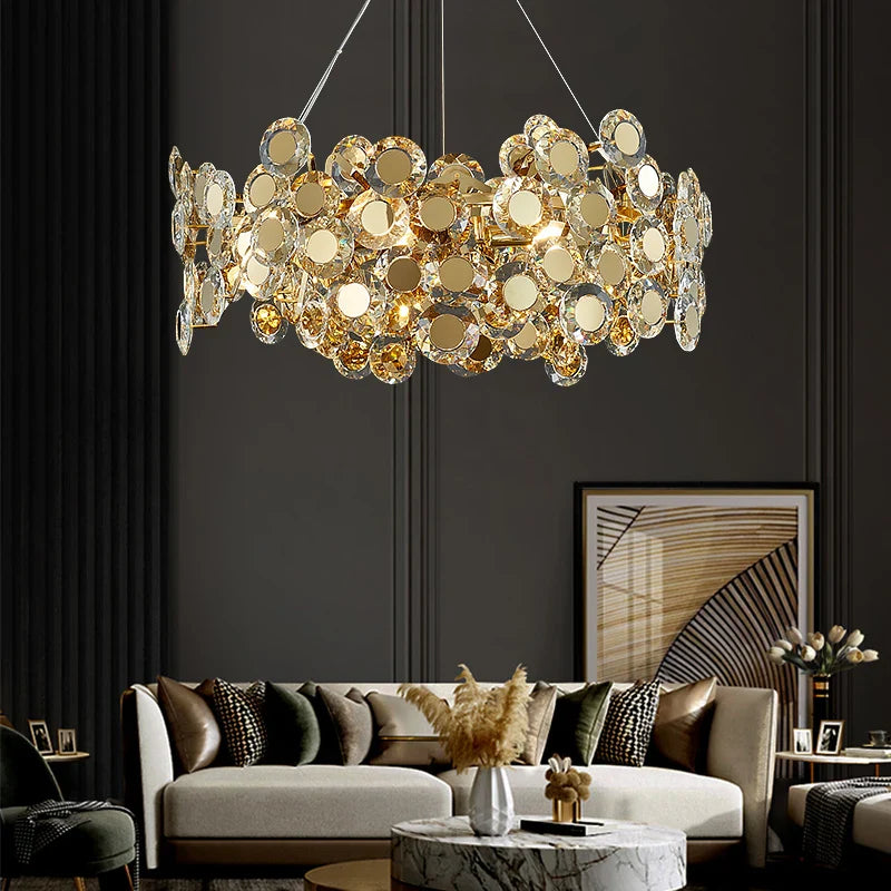 Afralia™ Sunflower Glass Chandelier LED Light for Living Room, Restaurant, Bar - Modern Luxury Design