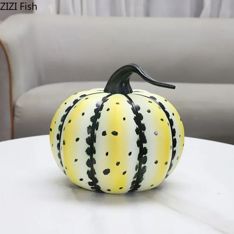 Black Speckled Pumpkin Sculpture for Desk Decor - Afralia™ Aesthetic Room Ornament