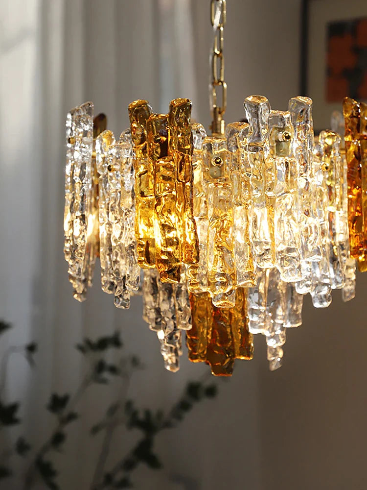 Afralia™ Icicle Glass Ceiling Pendant Light - Dimmable Dining Room Chandelier