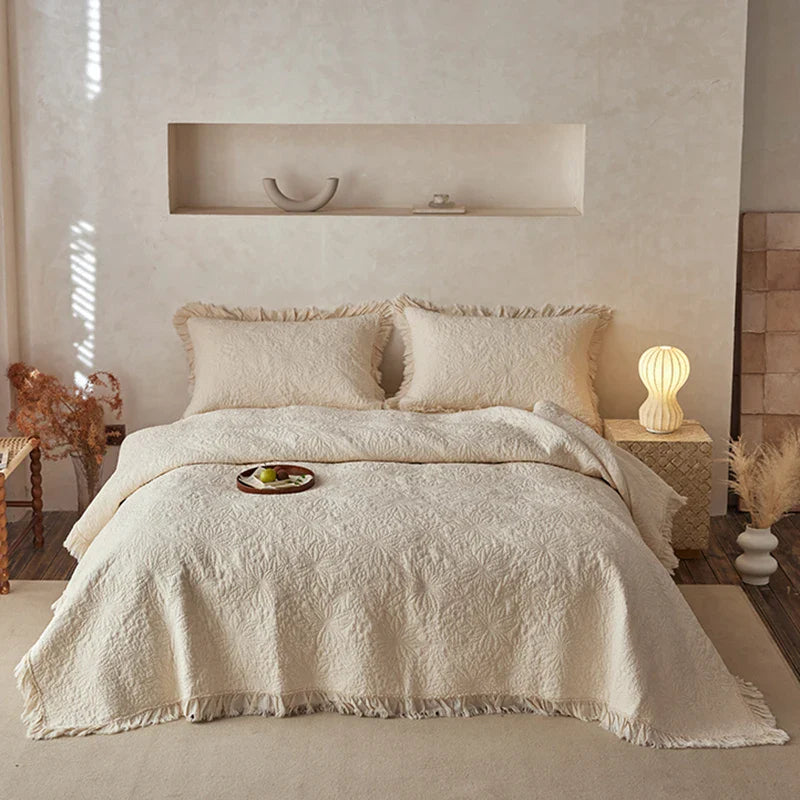 Afralia™ Cotton Quilted Bedspread Set with Pillowcase - Versatile & Summer-Ready