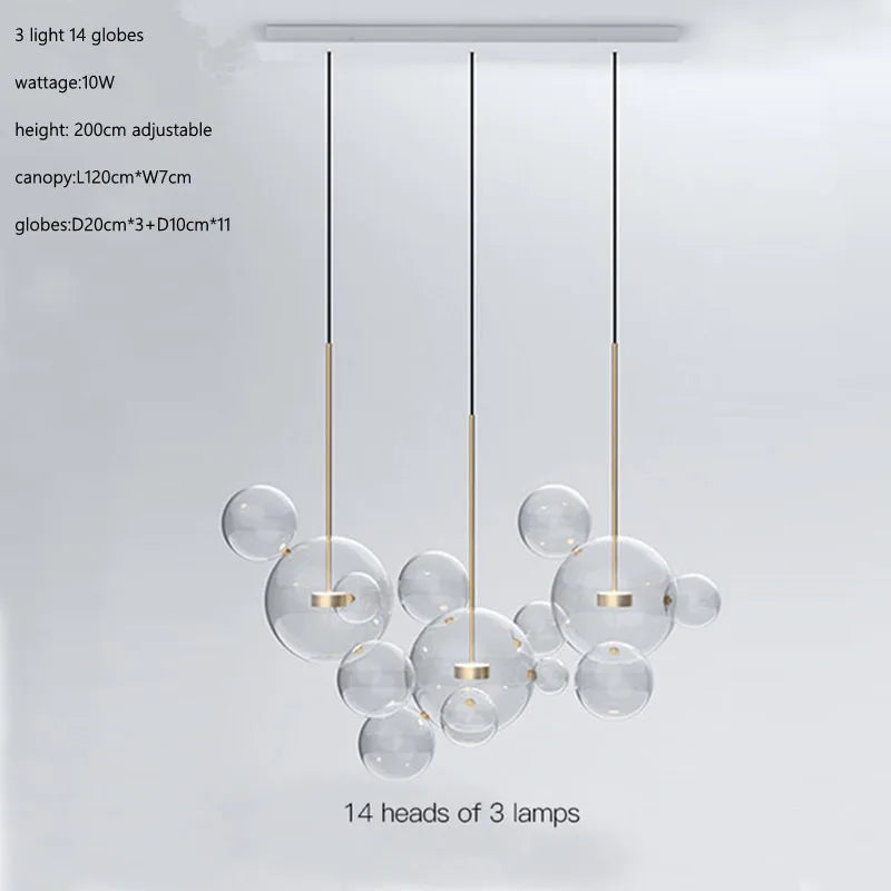 Afralia™ Glass Bubble Ball LED Chandelier Mickey Light for Modern Indoor Spaces