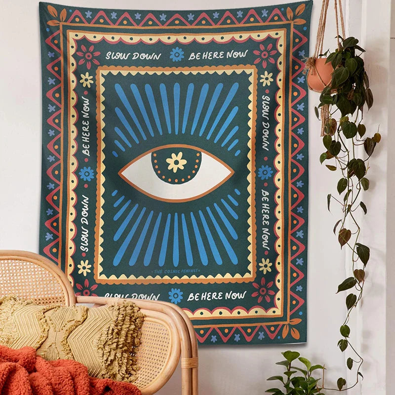 Afralia™ Retro Eye Tapestry Wall Hanging Hippie Boho Decor Witchcraft Tapestries