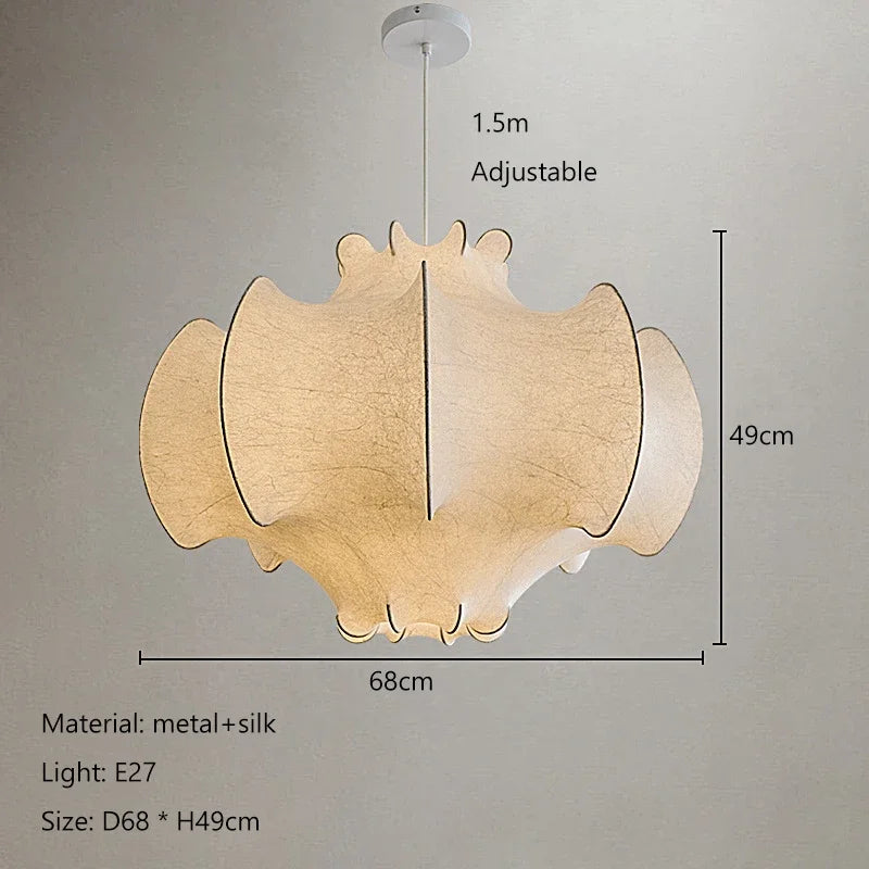 Afralia™ Nordic Silk Wabi-Sabi LED Pendant Light Chandelier - Home Decor Lighting Fixture