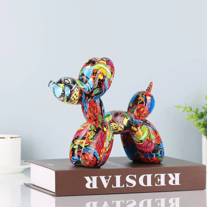 Afralia™ Colorful Balloon Dog Statue | Modern Home Desktop Decoration