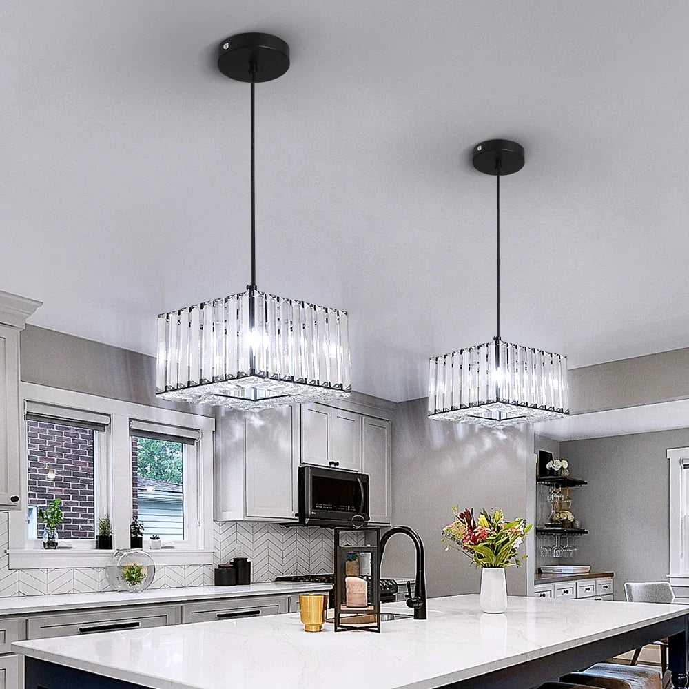 Afralia™ Crystal LED Pendant Light for Kitchen Dining Living Room